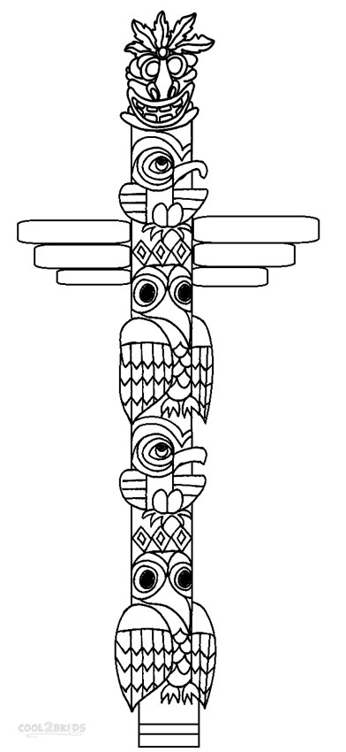 Printable totem pole coloring pages for kids