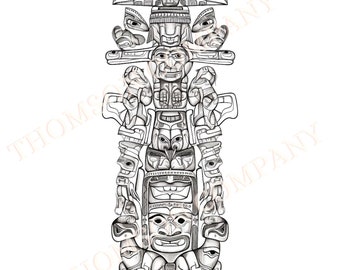 Intricate native american totem pole coloring pages to de