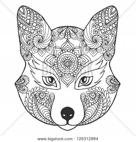 Fox head black white vector photo free trial bigstock