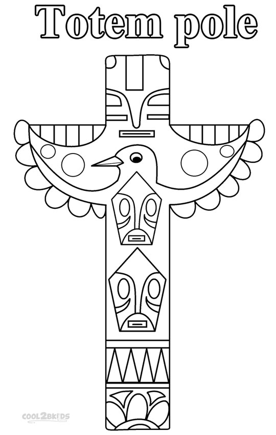 Printable totem pole coloring pages for kids