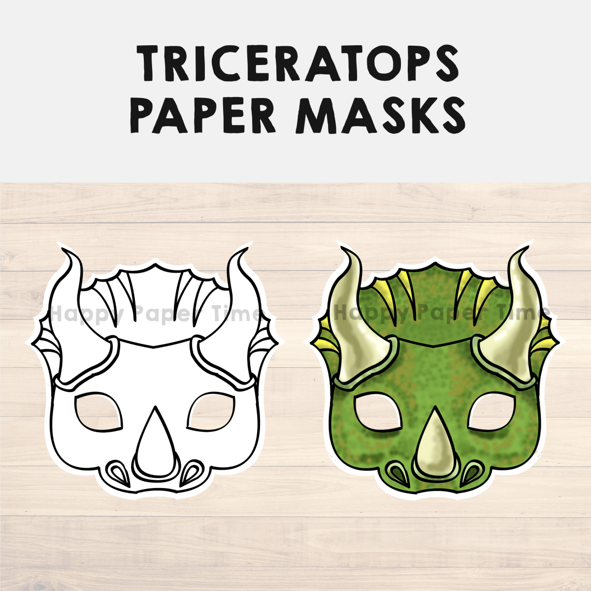 Triceratops paper masks printable dinosaur coloring craft activity costume made by teachers