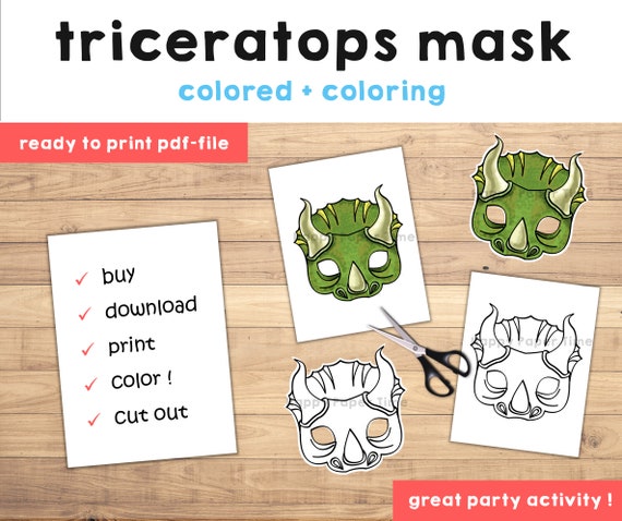 Dinosaur party printable kids dino mask kids animal mask party