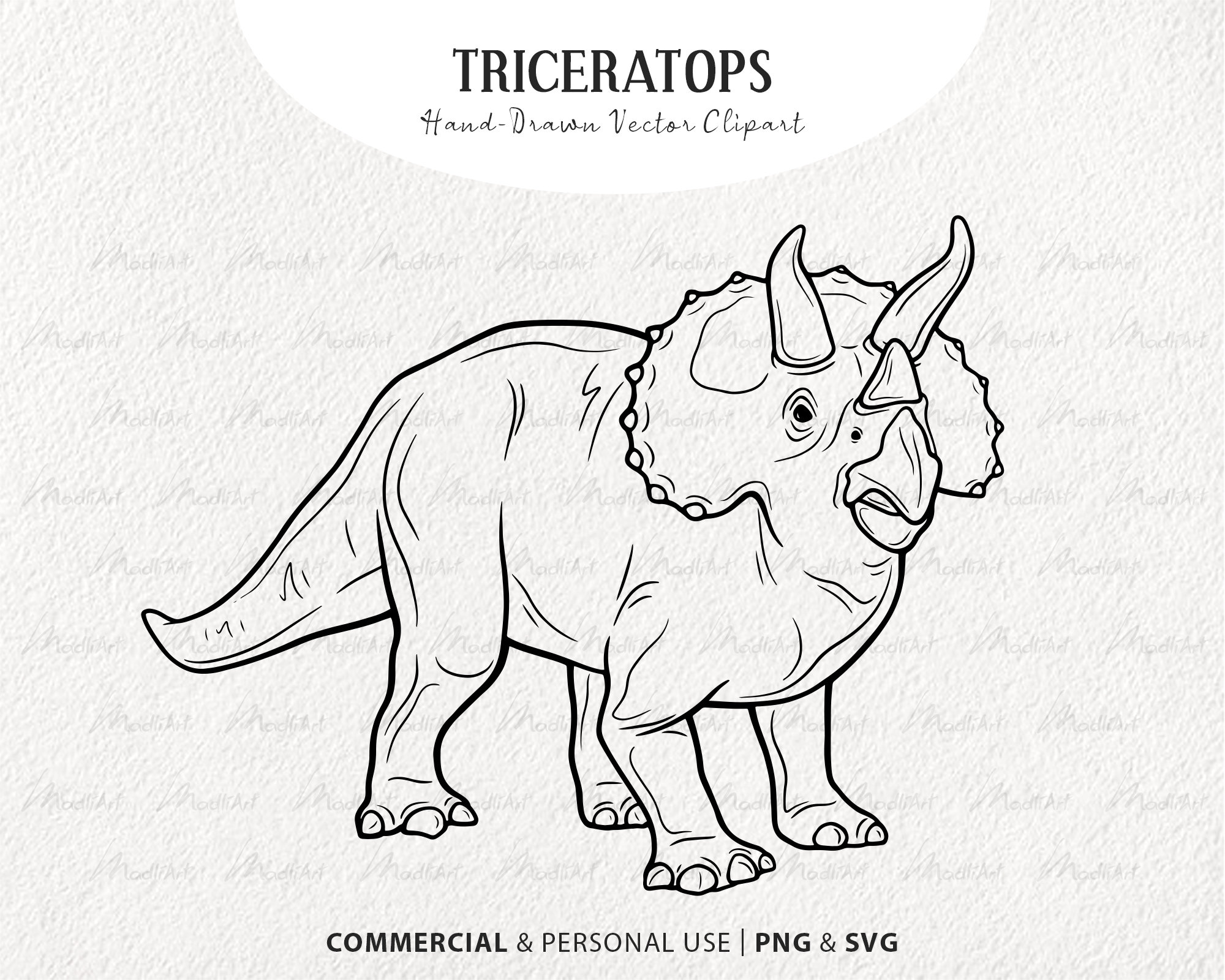 Triceratops dinosaur vector clipart hand