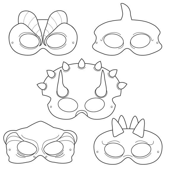 Dinosaurs printable coloring masks dinosaur masks triceratops mask trex mask pterodactyl stegosaurus prehistoric jurassic dino mask