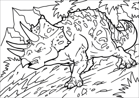 Angry triceratops coloring page free printable coloring pages