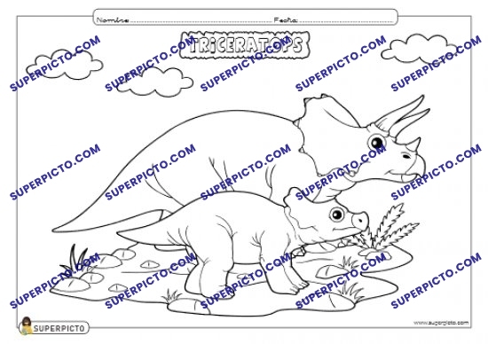 Dibujo de tricerãtops para colorear e imprimir