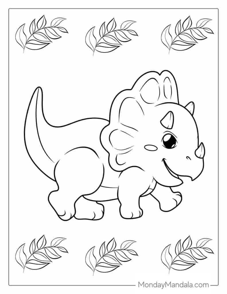 Triceratops coloring pages free pdf printables