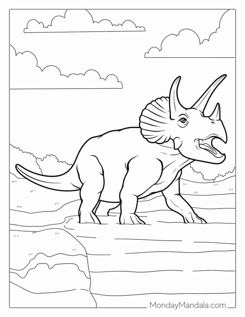 Triceratops coloring pages free pdf printables