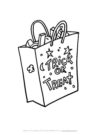 Trick or treat bag coloring page all kids network