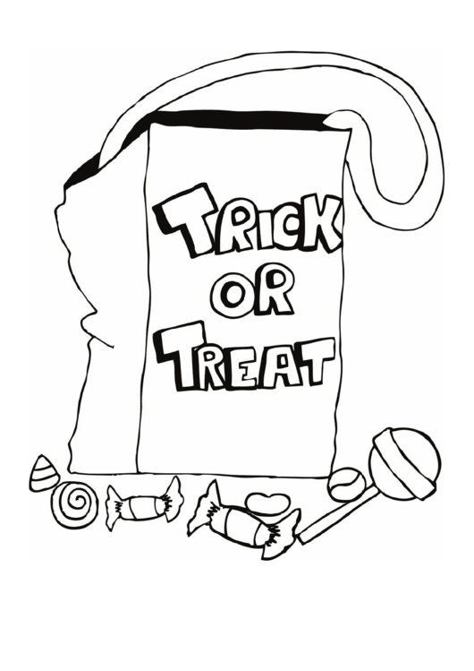 Get spooky with a trick or treat bag coloring page