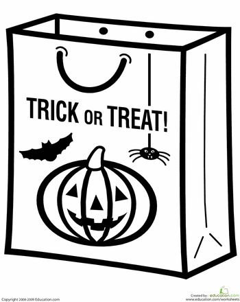 Color the trick or treat bag worksheet education free halloween coloring pages halloween coloring book halloween coloring pages