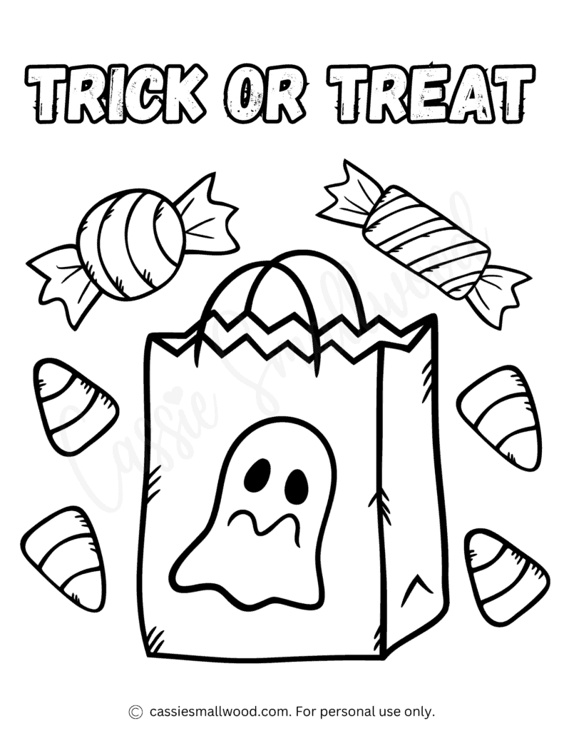 The cutest trick or treat coloring pages