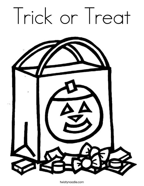 Trick or treat coloring page