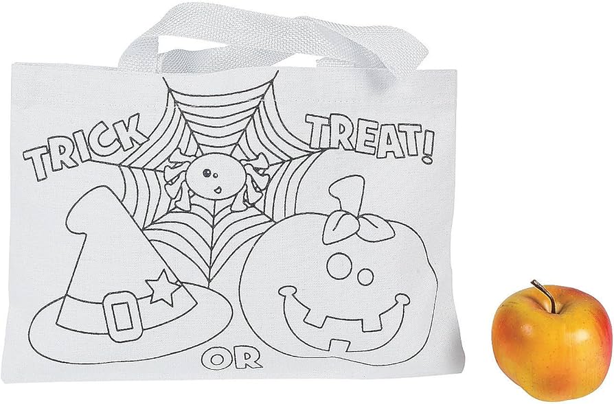 Color your own halloween friend trick or treat tote