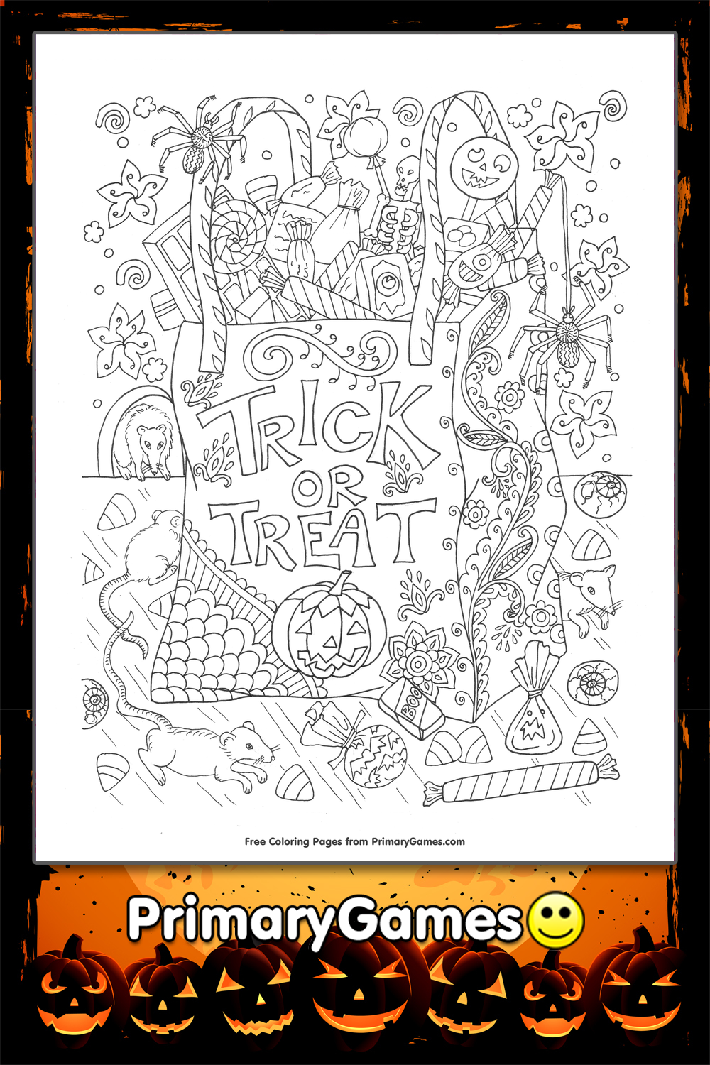 Trick or treat bag coloring page â free printable pdf from