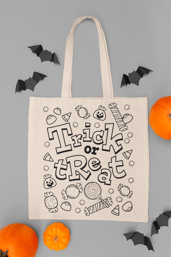 Trick or treat coloring svg happy halloween design coloring page kids design clip art instant download svg png jpg