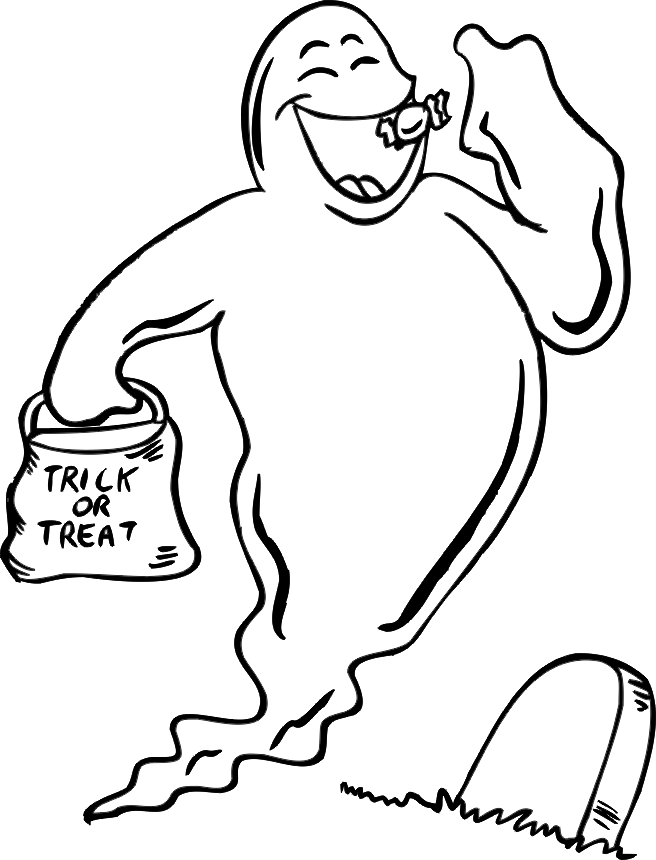 Ghost coloring page ghost with trick or treat bag