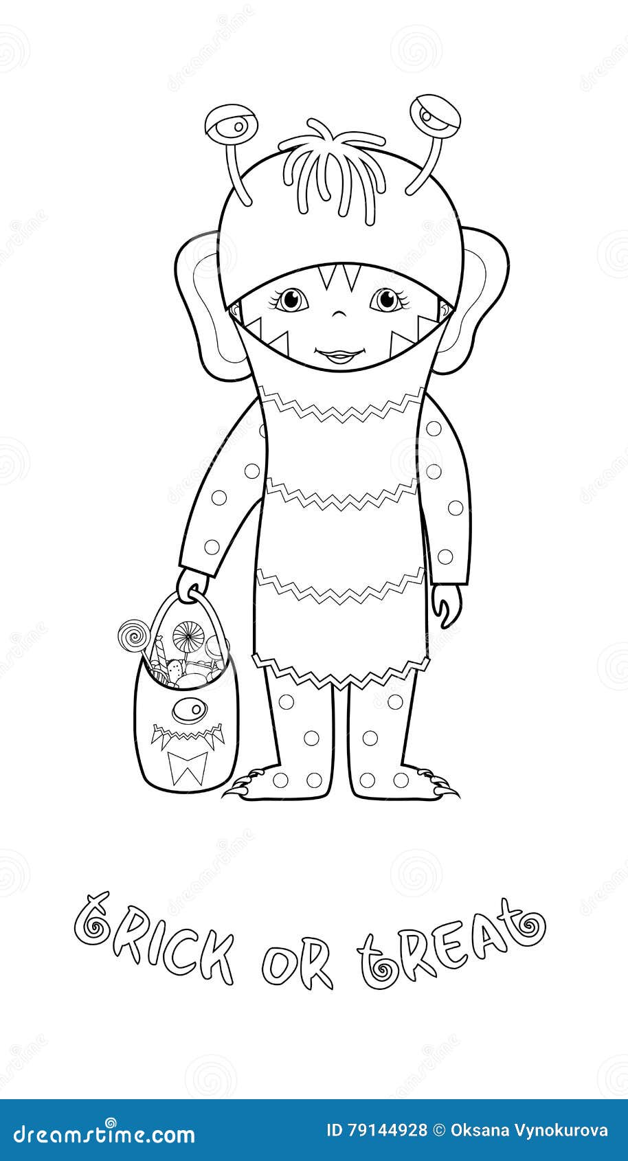Halloween coloring page with cute monster stock vector