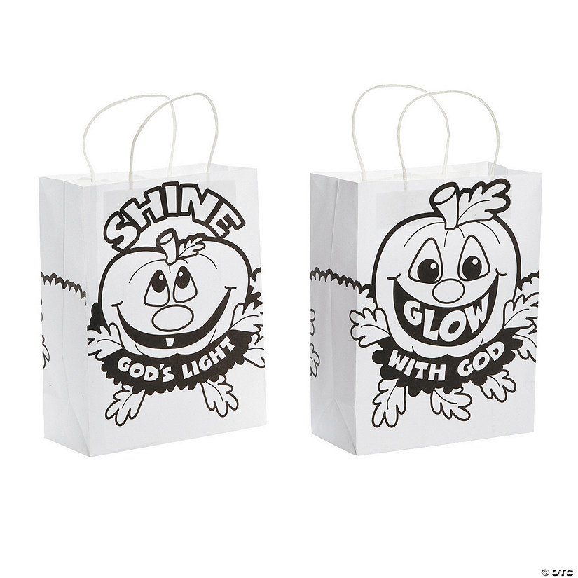 Color your own medium christian pumpkin gift bags