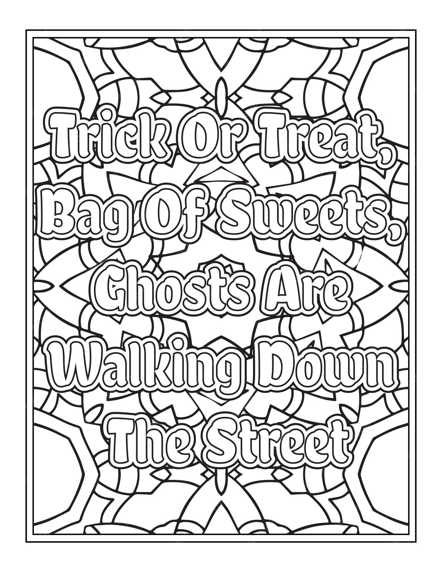 Premium vector halloween quotes coloring book pages