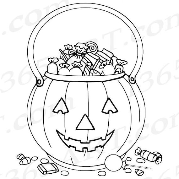 Buy get free halloween clipart trick or treat clipart trick or treat bag halloween digital stamp halloween coloring page png