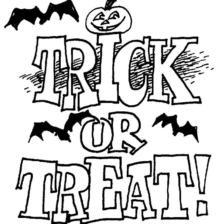 Trick or treat coloring page