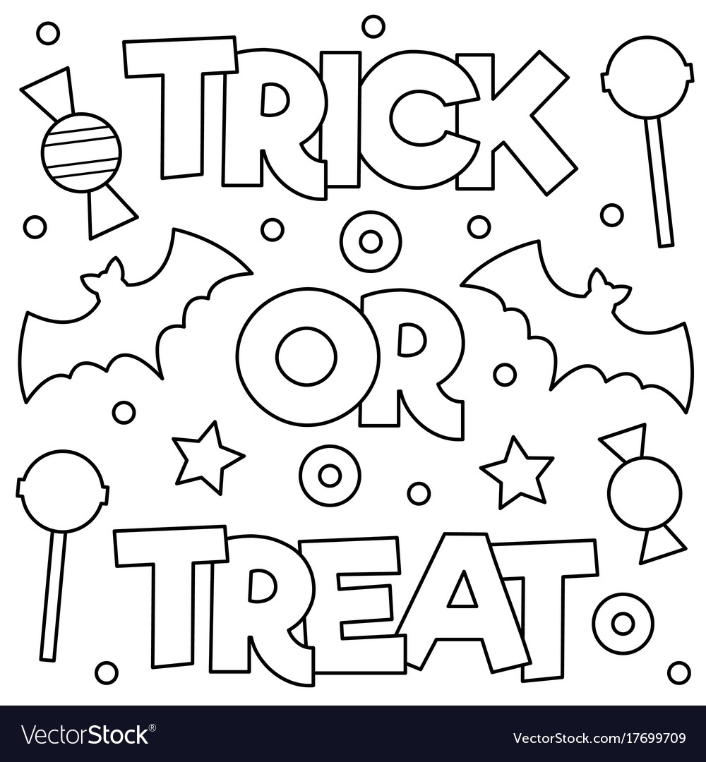 Trick or treat coloring page royalty free vector image