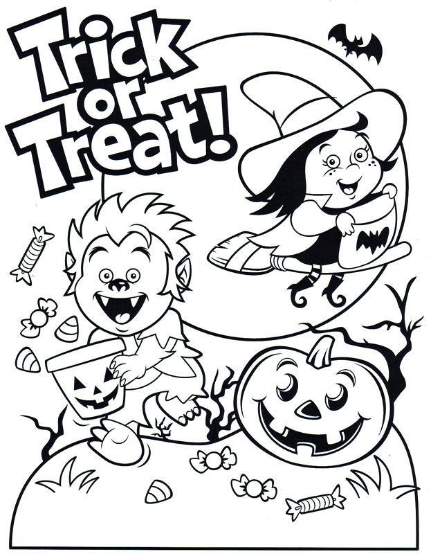 Trick or treat coloring pages