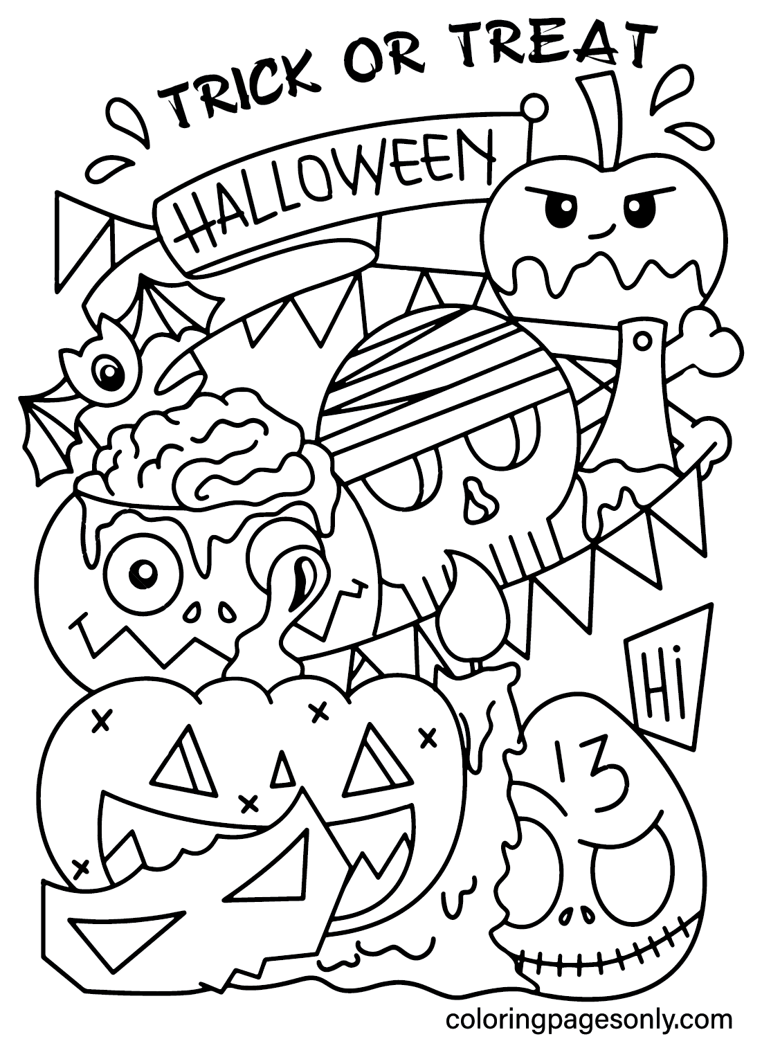 Trick or treat coloring pages