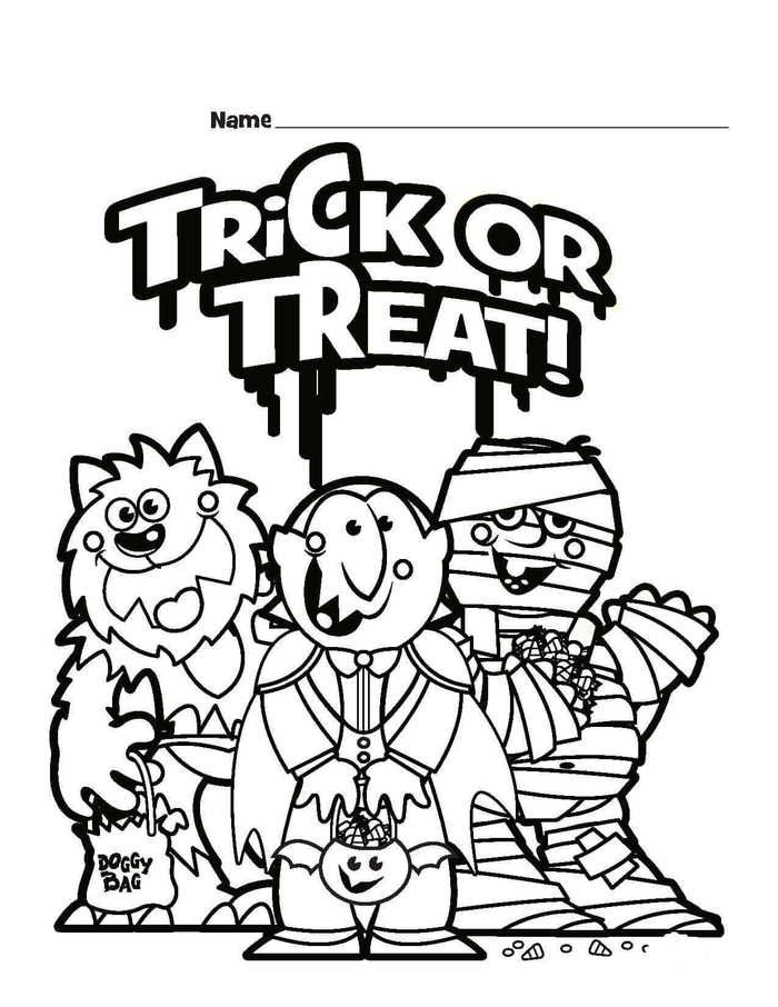 Trick or treat coloring pages printable pdf