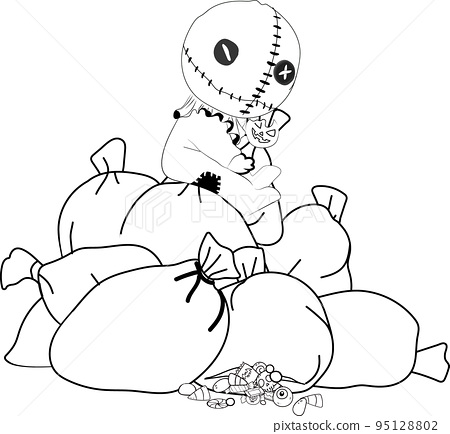 Trick or treat coloring page halloween