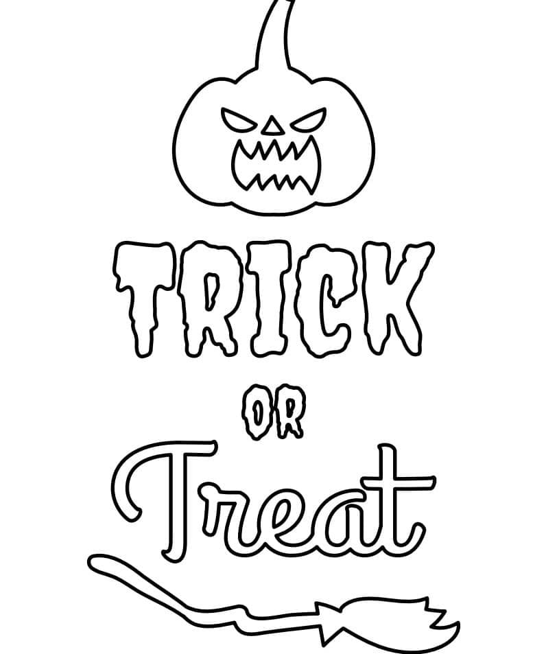 Simple trick or treat coloring page