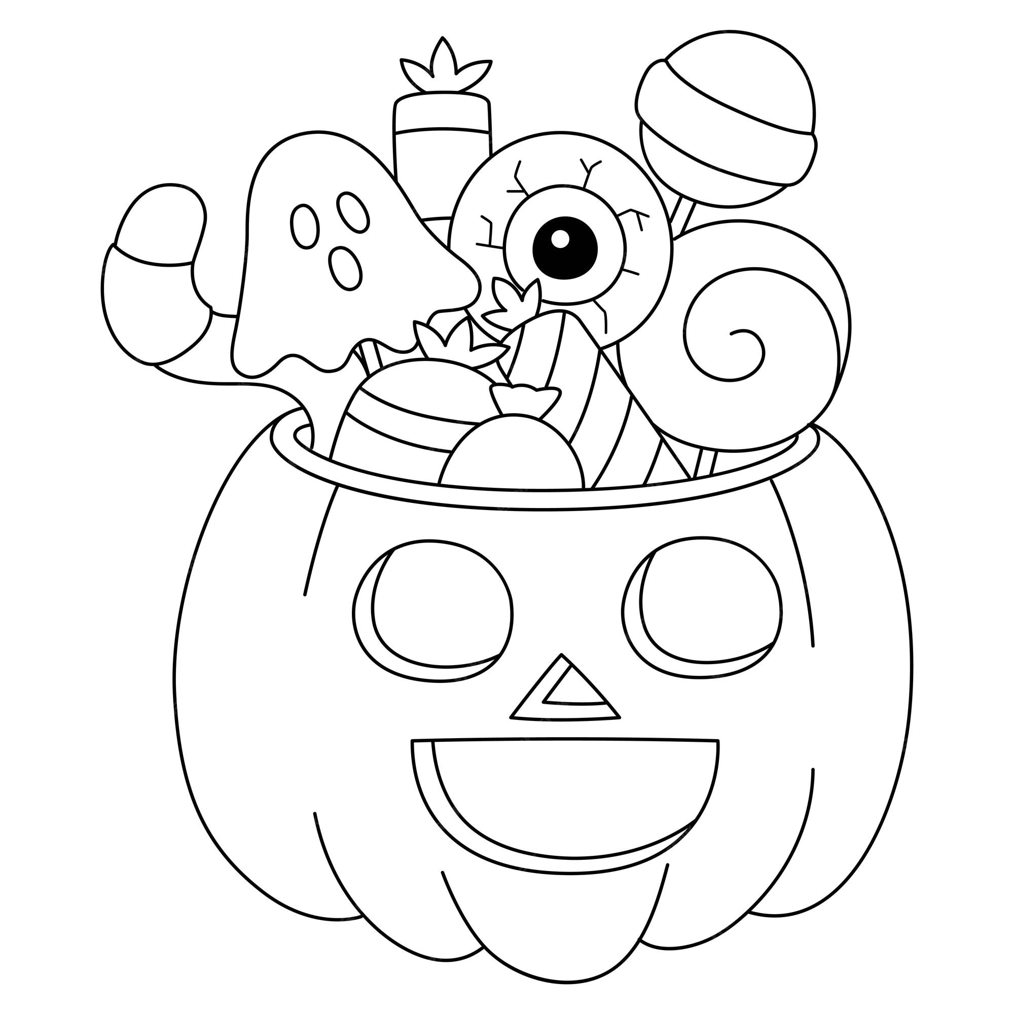 Premium vector trick or treat pumpkin halloween coloring isolated