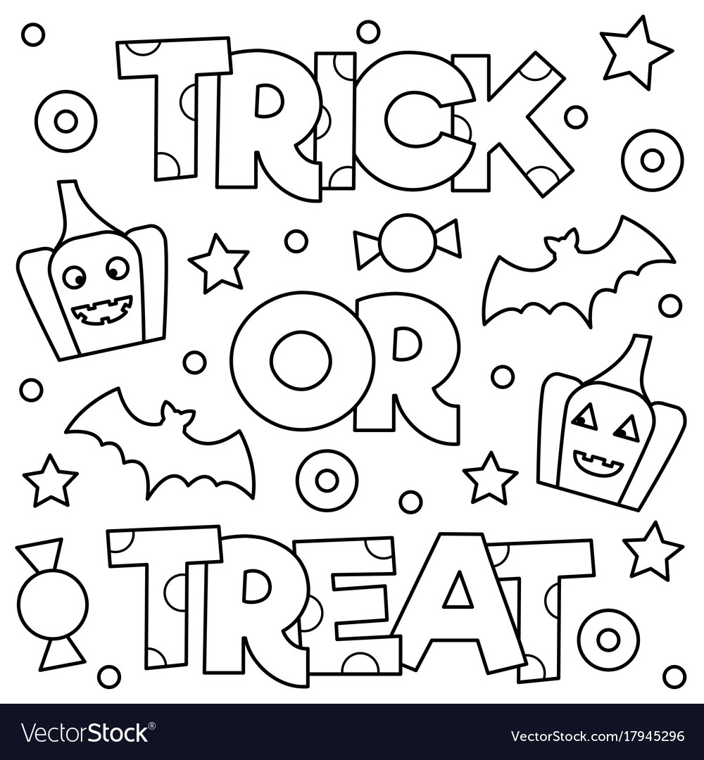 Trick or treat coloring page royalty free vector image