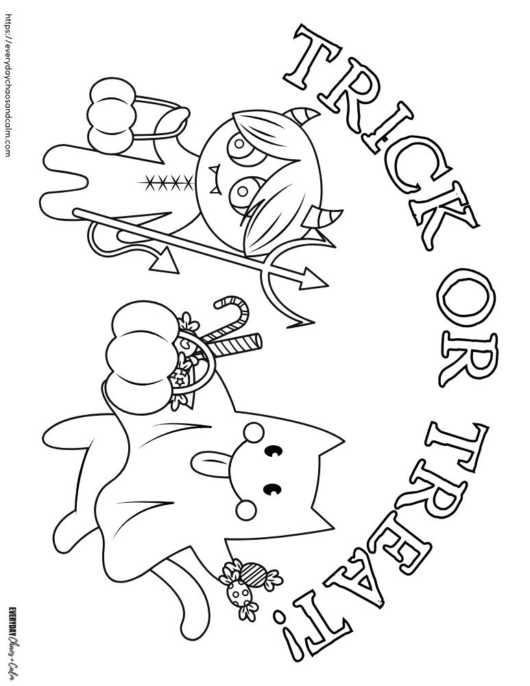 Free printable trick or treat coloring pages