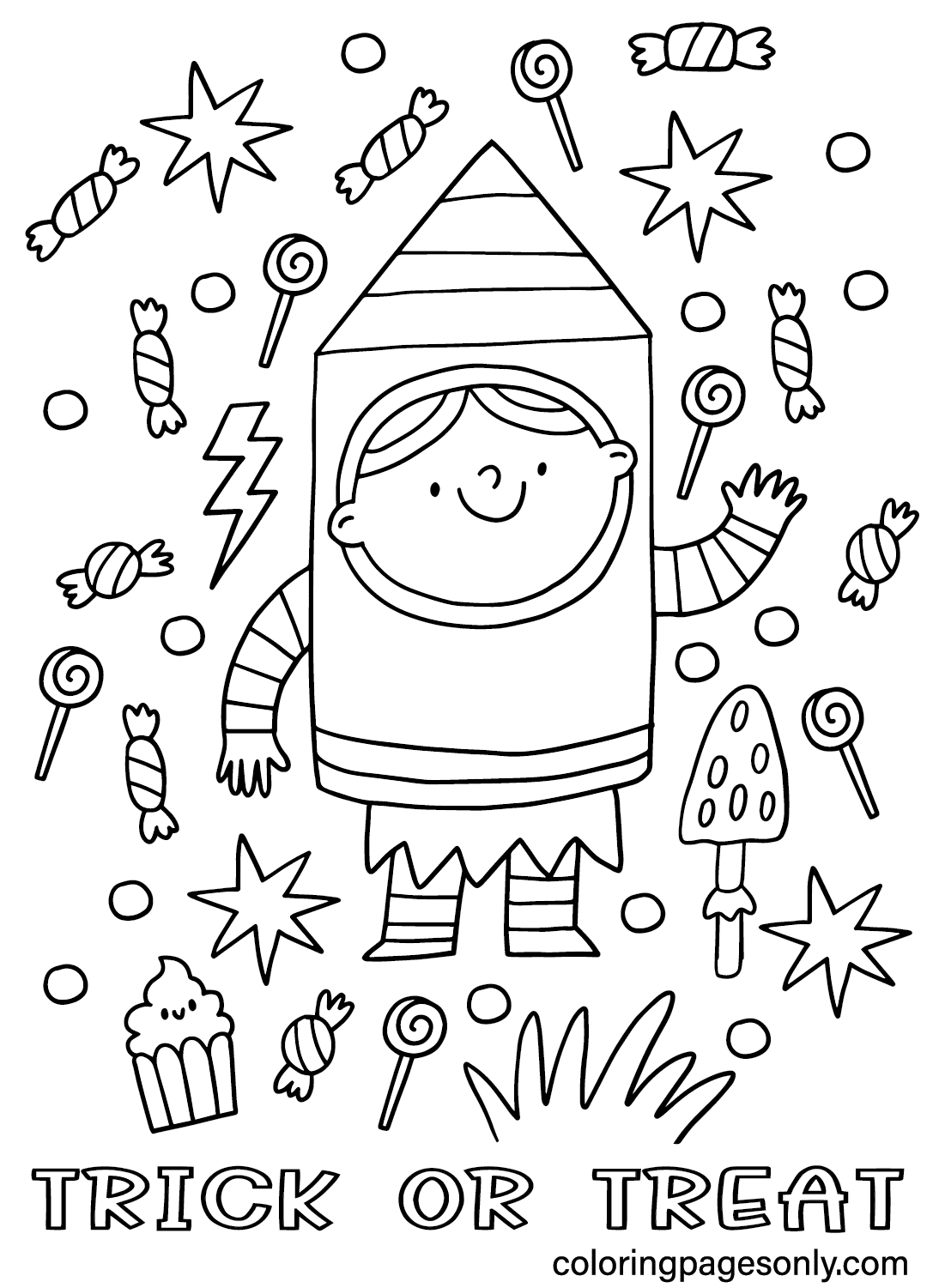 Trick or treat coloring pages