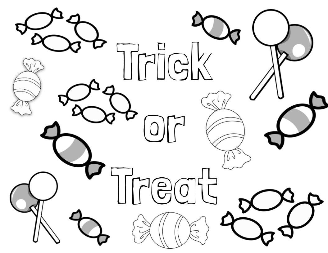 Printable trick or treat coloring sheet