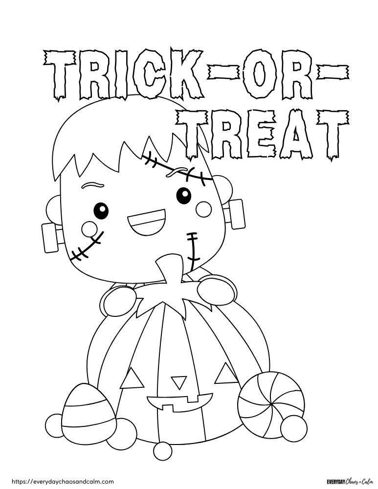 Free printable trick or treat coloring pages