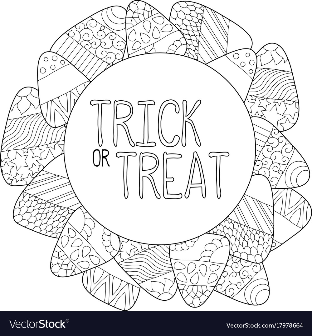Candy corn coloring page trick or treat royalty free vector