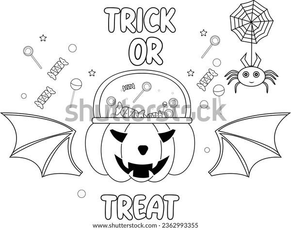 Trick treat halloween coloring pages vector stock vector royalty free