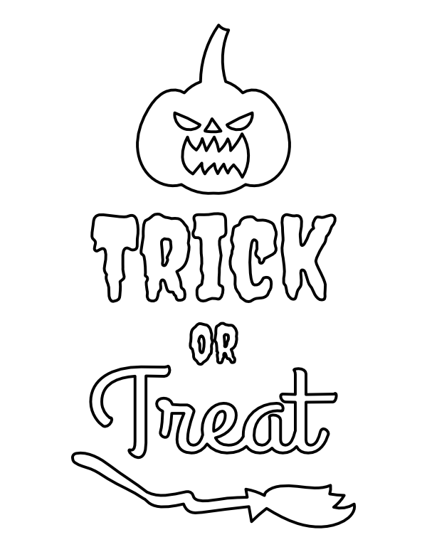 Printable simple trick or treat coloring page