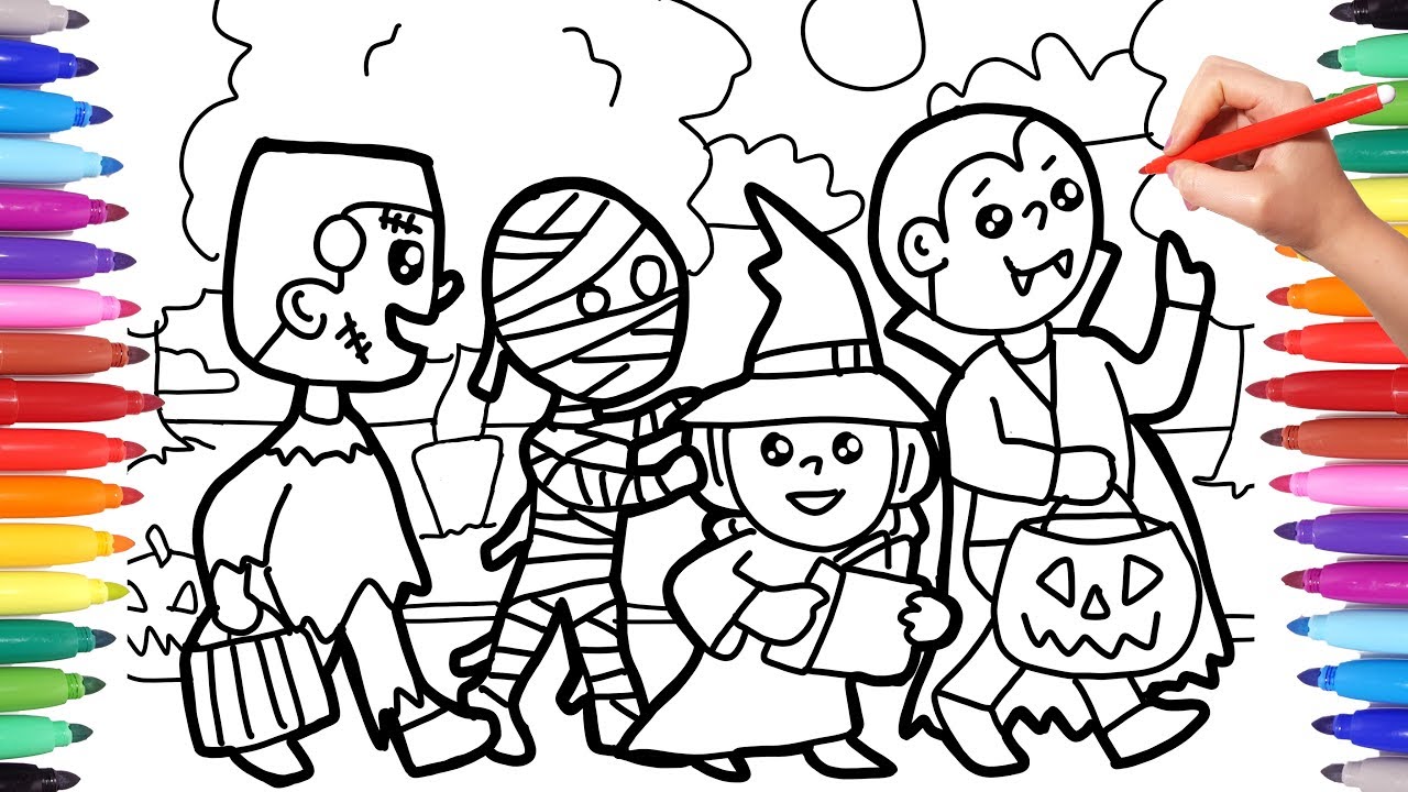 Halloween coloring pages for kids trick or treat coloring pages halloween costues coloring pages