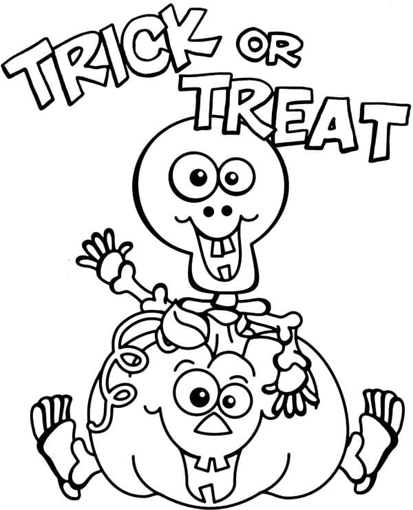 Cute trick or treat coloring page