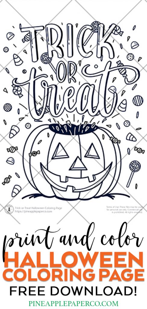 Free trick or treat coloring page