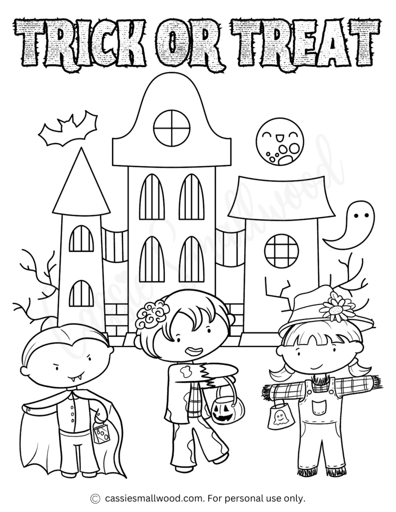 The cutest trick or treat coloring pages