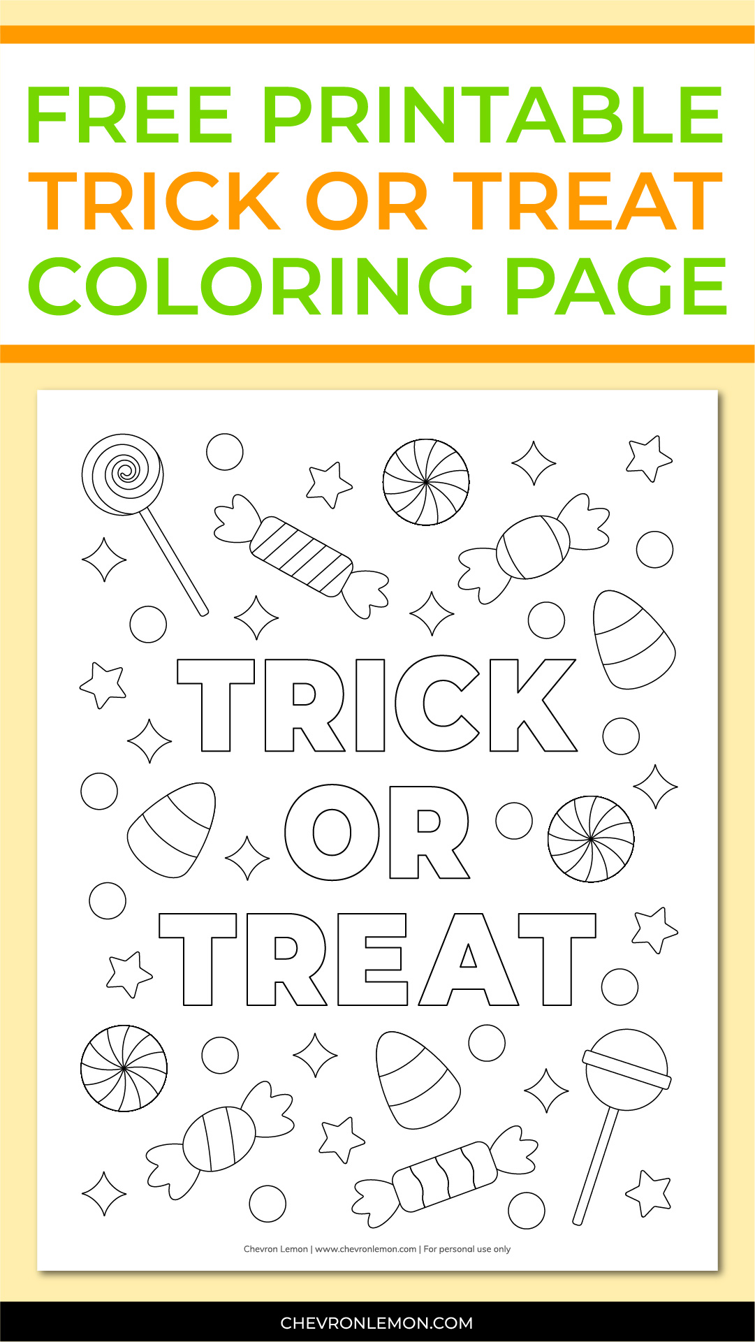 Printable trick or treat coloring page