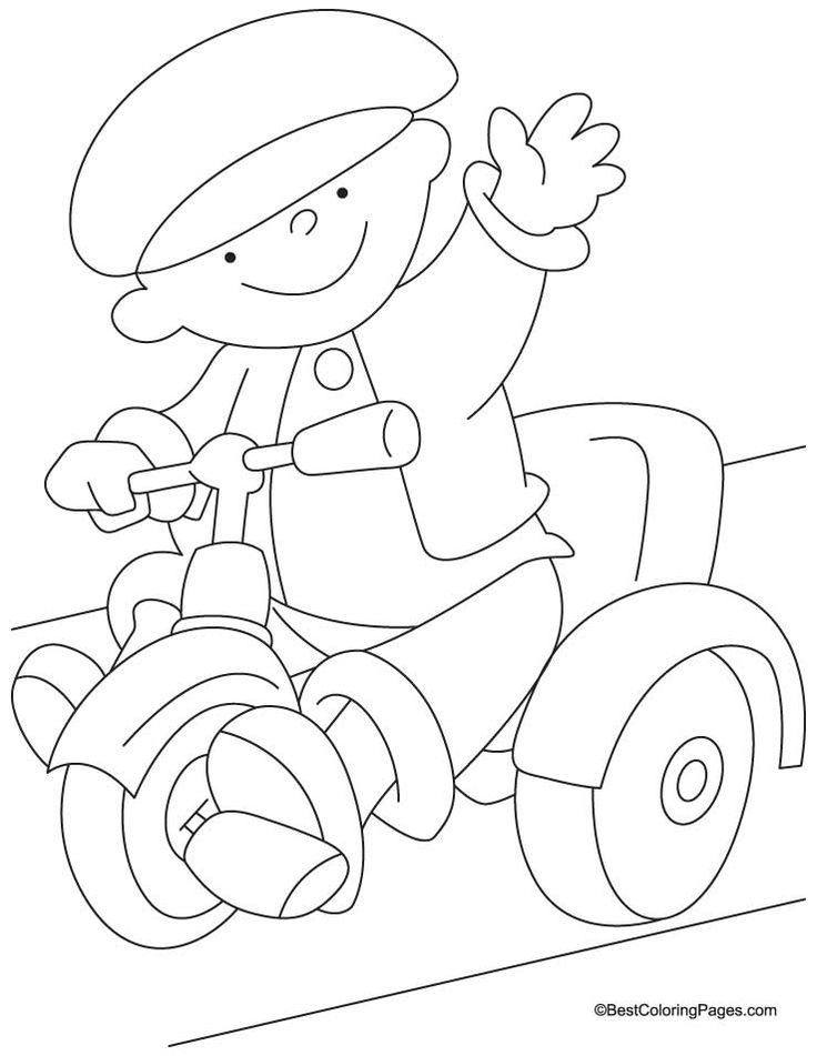 Colorful tricycle coloring page