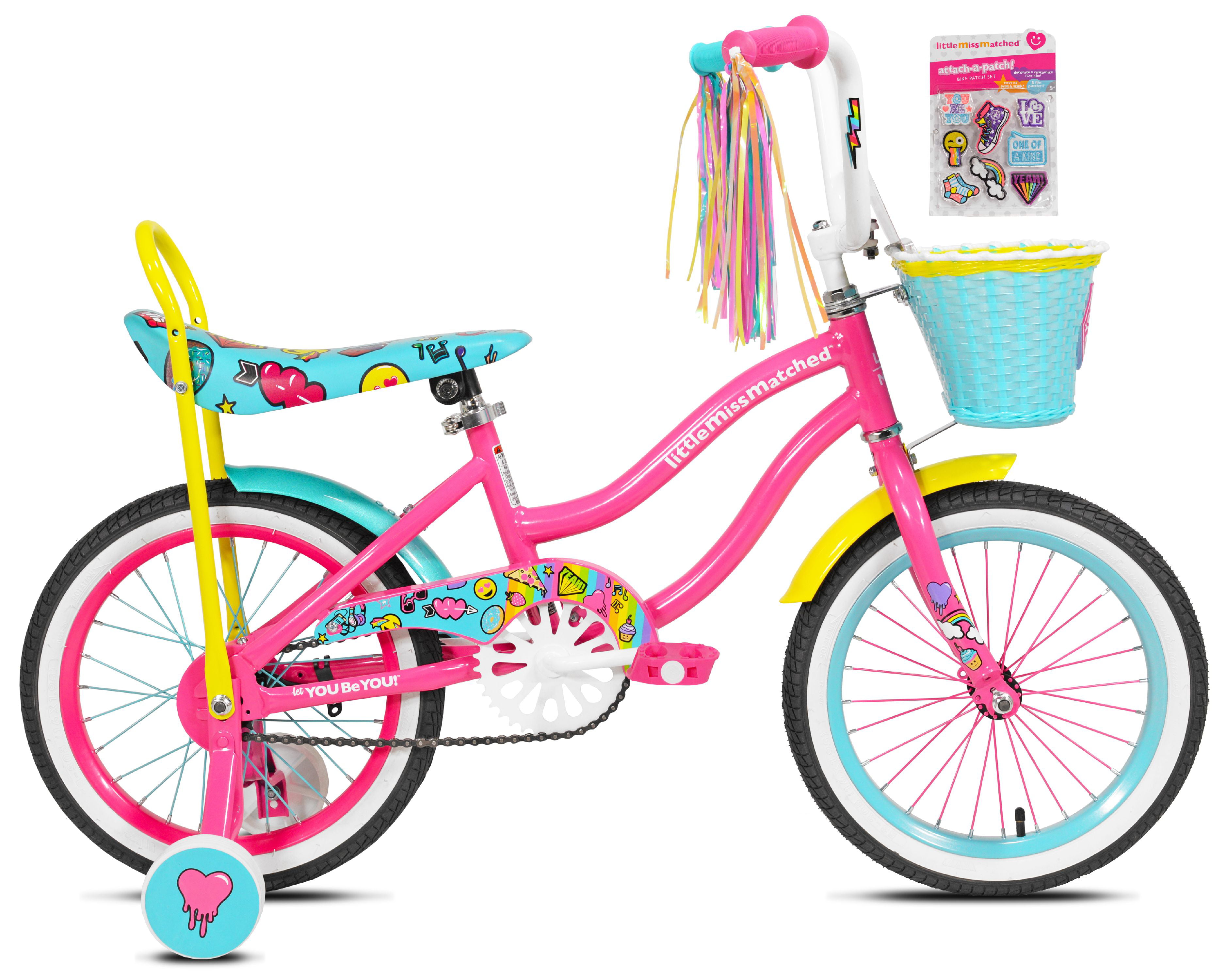 Littlemissmatched girls emoji bike pinklight blue