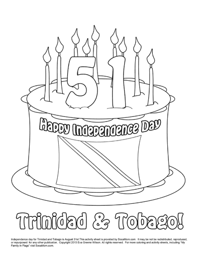 New coloring sheet happy independence day trinidad and tobago