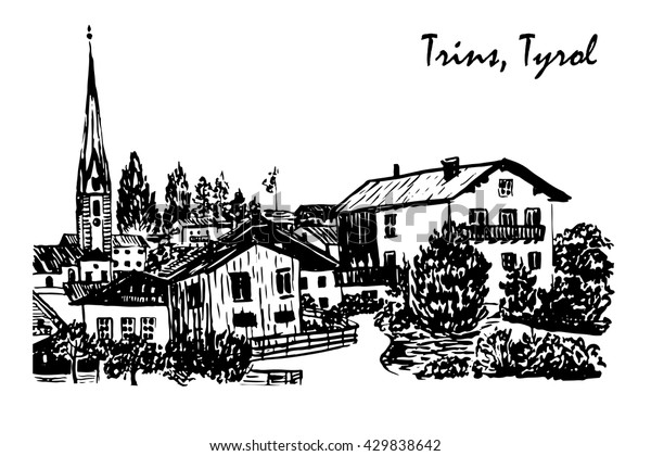 Picture alpine village trins tyrol austria stock vector royalty free